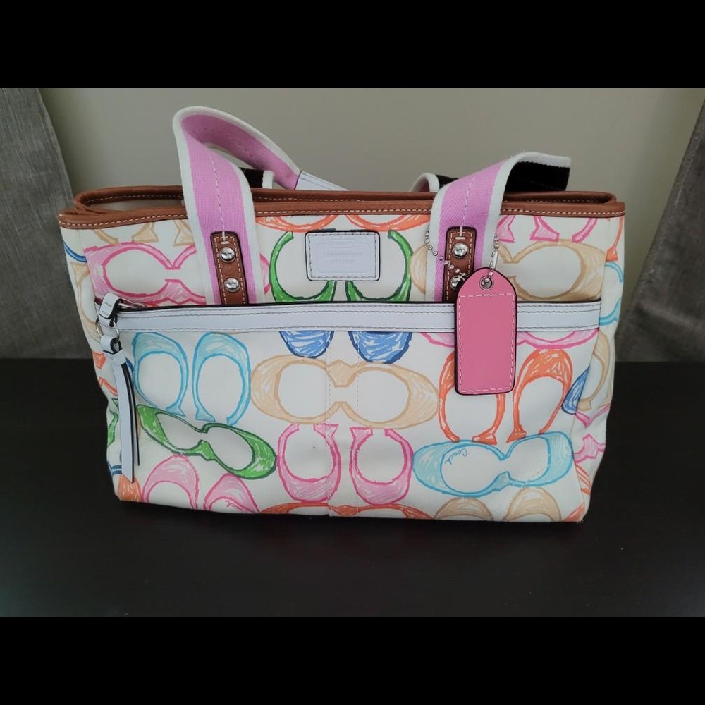 Rainbow color coach purse bag